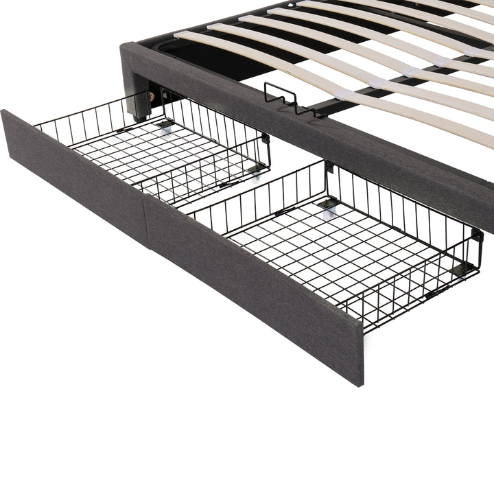 Grey linen super king ottoman bed end opening with LED headboard(180×200cm) TARNISH