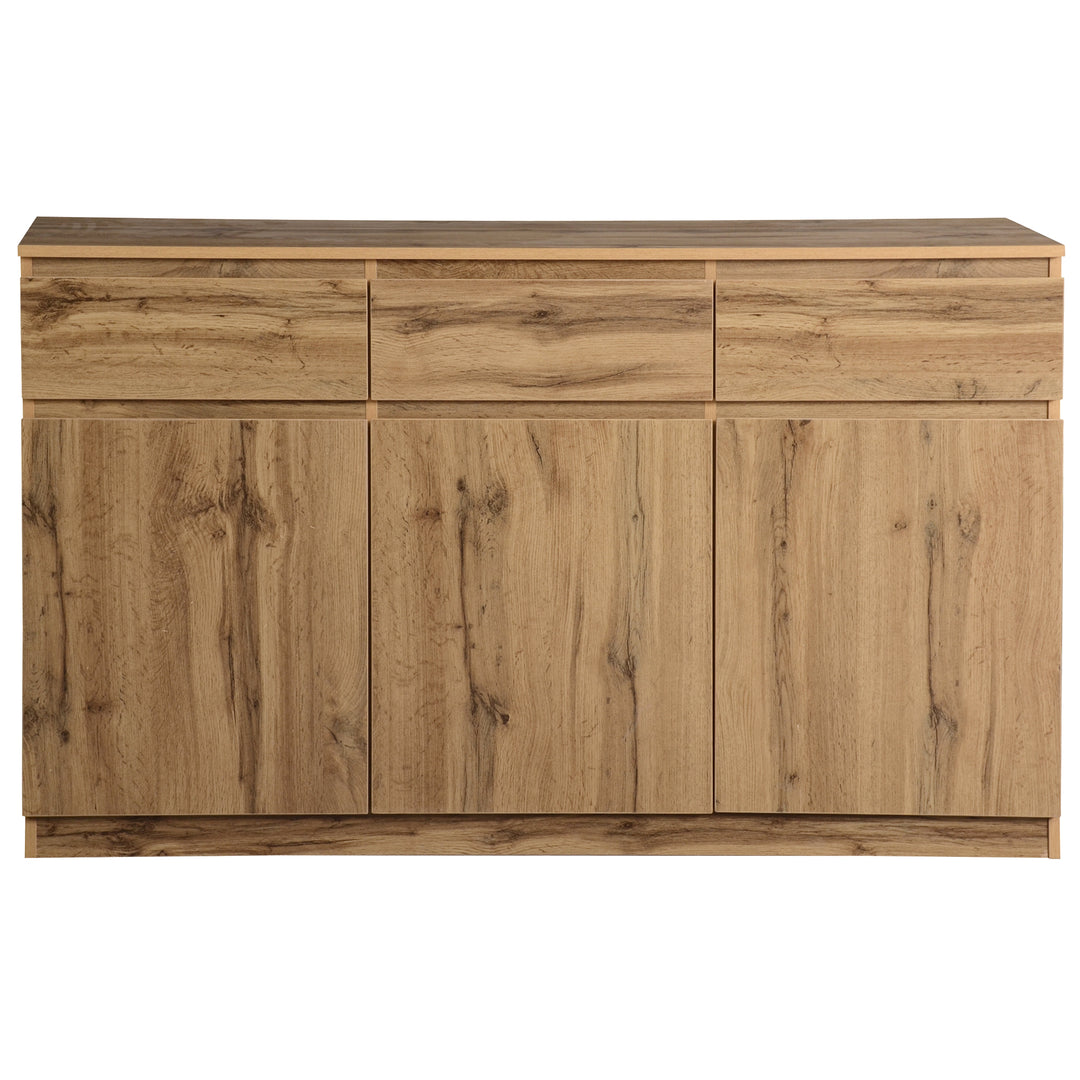 Oak Sideboard with 3 Drawers & 3 Doors 135cm WOODTRUNK