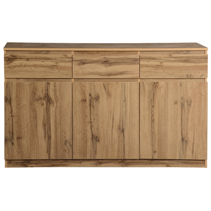 Oak Sideboard with 3 Drawers & 3 Doors 135cm WOODTRUNK