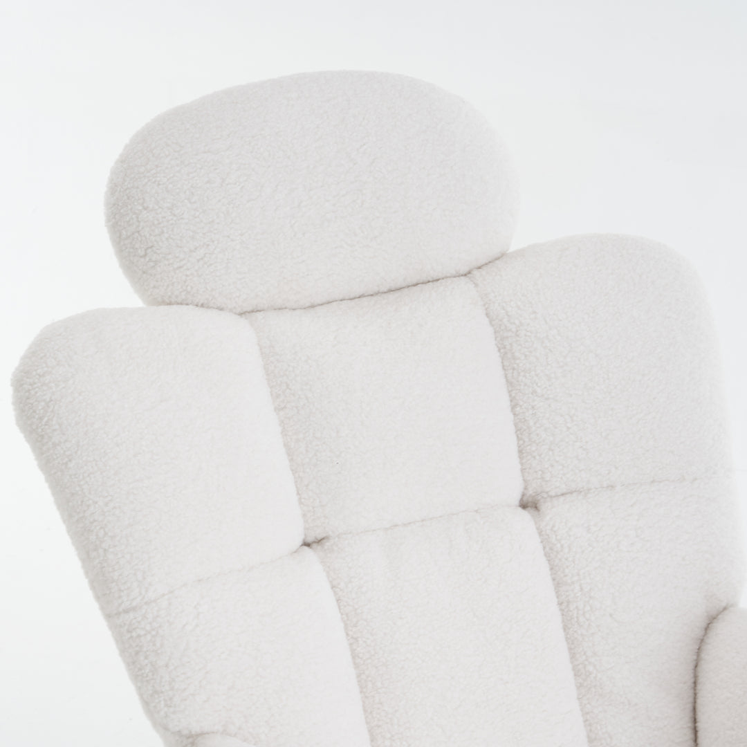 Teddy fabric tufted nursery rocking chair with footrest HABOOBBREATH