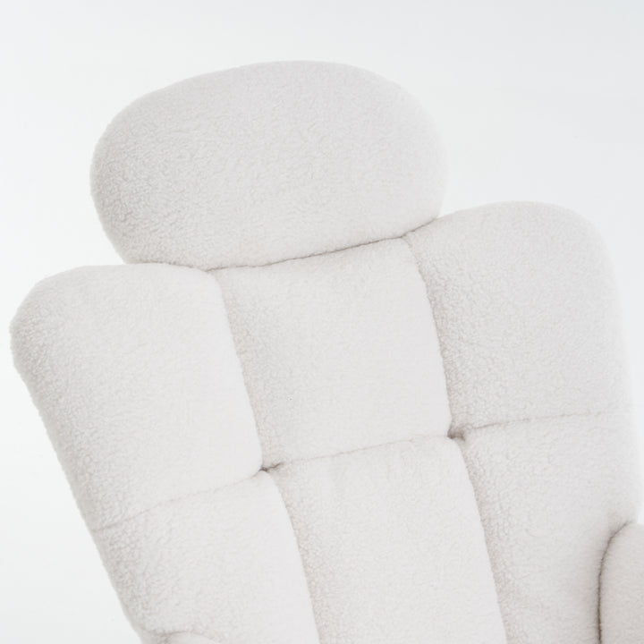 Teddy fabric tufted nursery rocking chair with footrest HABOOBBREATH