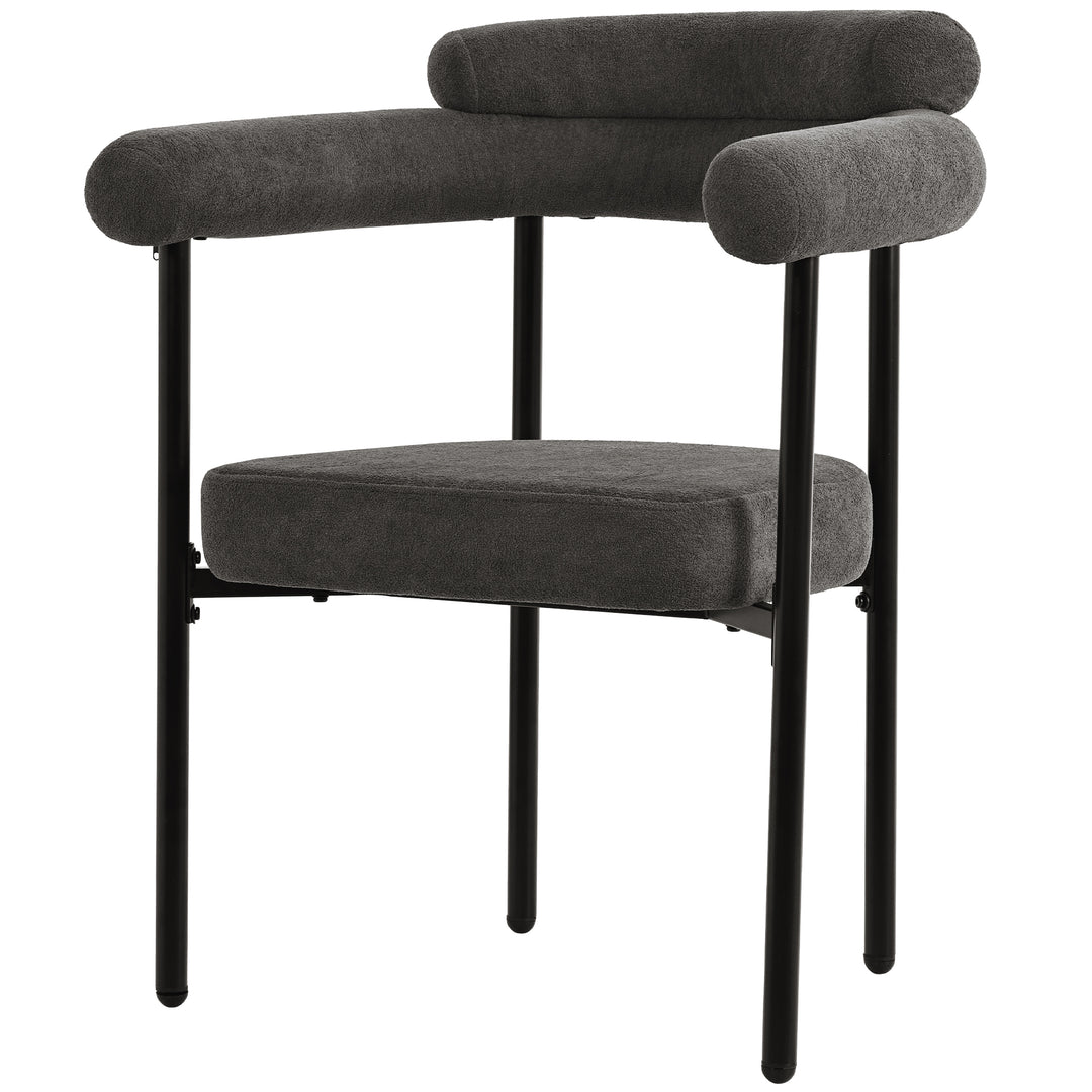 Set of 2 modern gray fabric armchairs black metal frame CLOUDGLADE