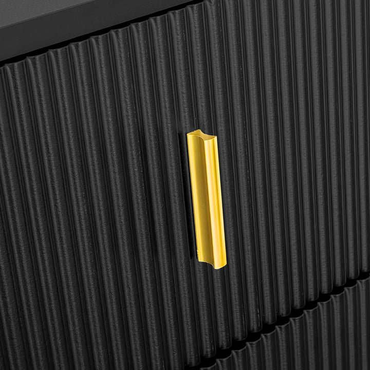 Black shoe cabinet with textured design and golden legs CEDARGLADE UK