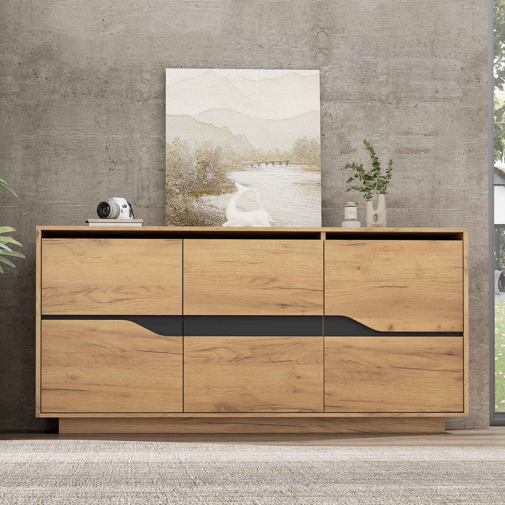 Modern wooden & black sideboard 3 doors 140x40x70cm INFINITERIFTEE