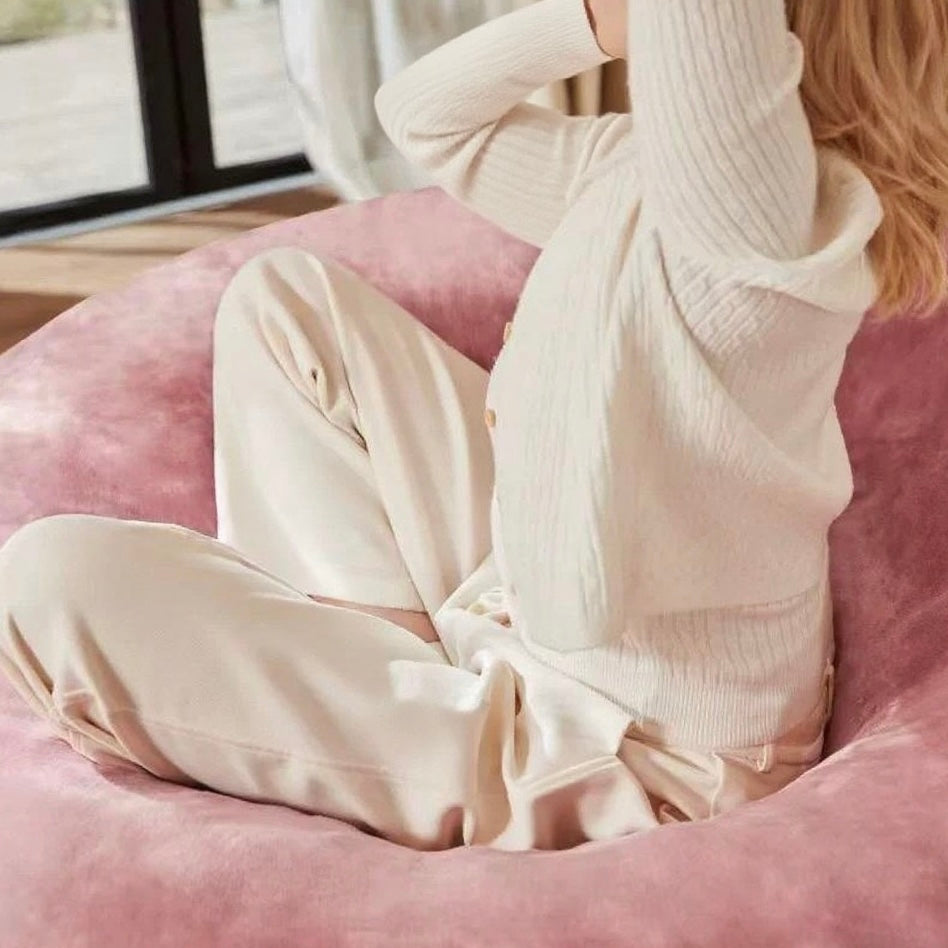 Giant rose pink round bean bag sofa with soft plush cover 150cm HARMONIAS