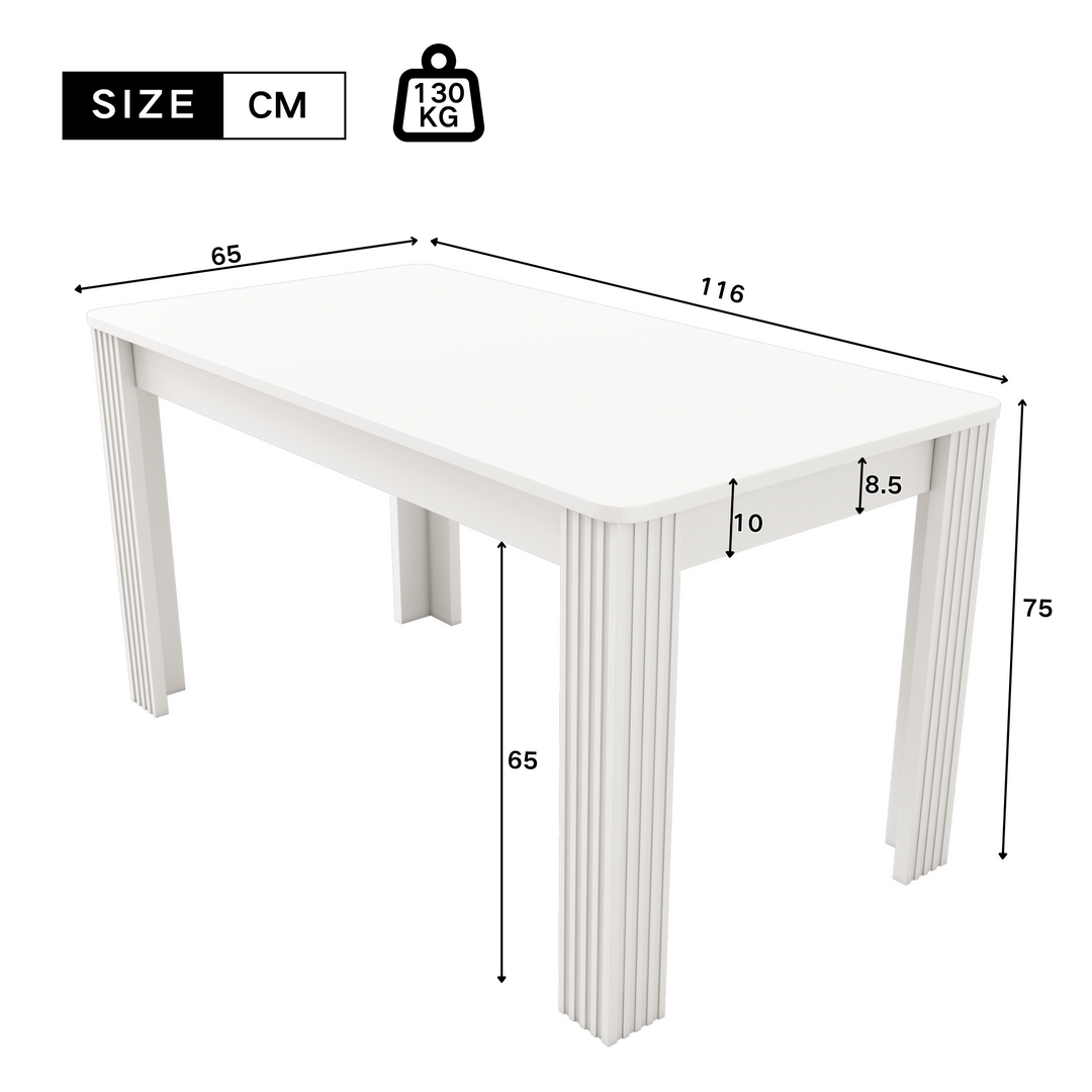 White wooden dining table with thick legs 116×65 ZAKRUD UK
