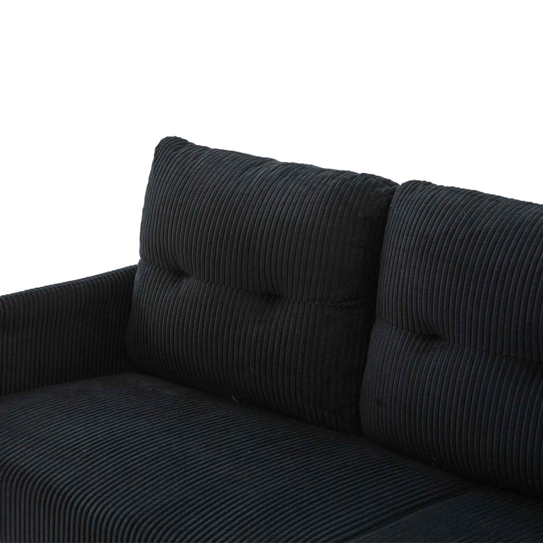 00+Oversized Loveseat Sofa, Corduroy Upholstered Double-Seater, Black for Living Room NOVADYNE