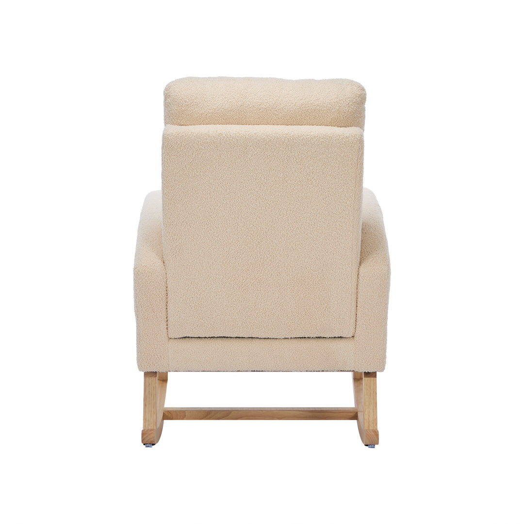 Beige teddy nursery rocking chair with adjustable footrest COMETLOAM