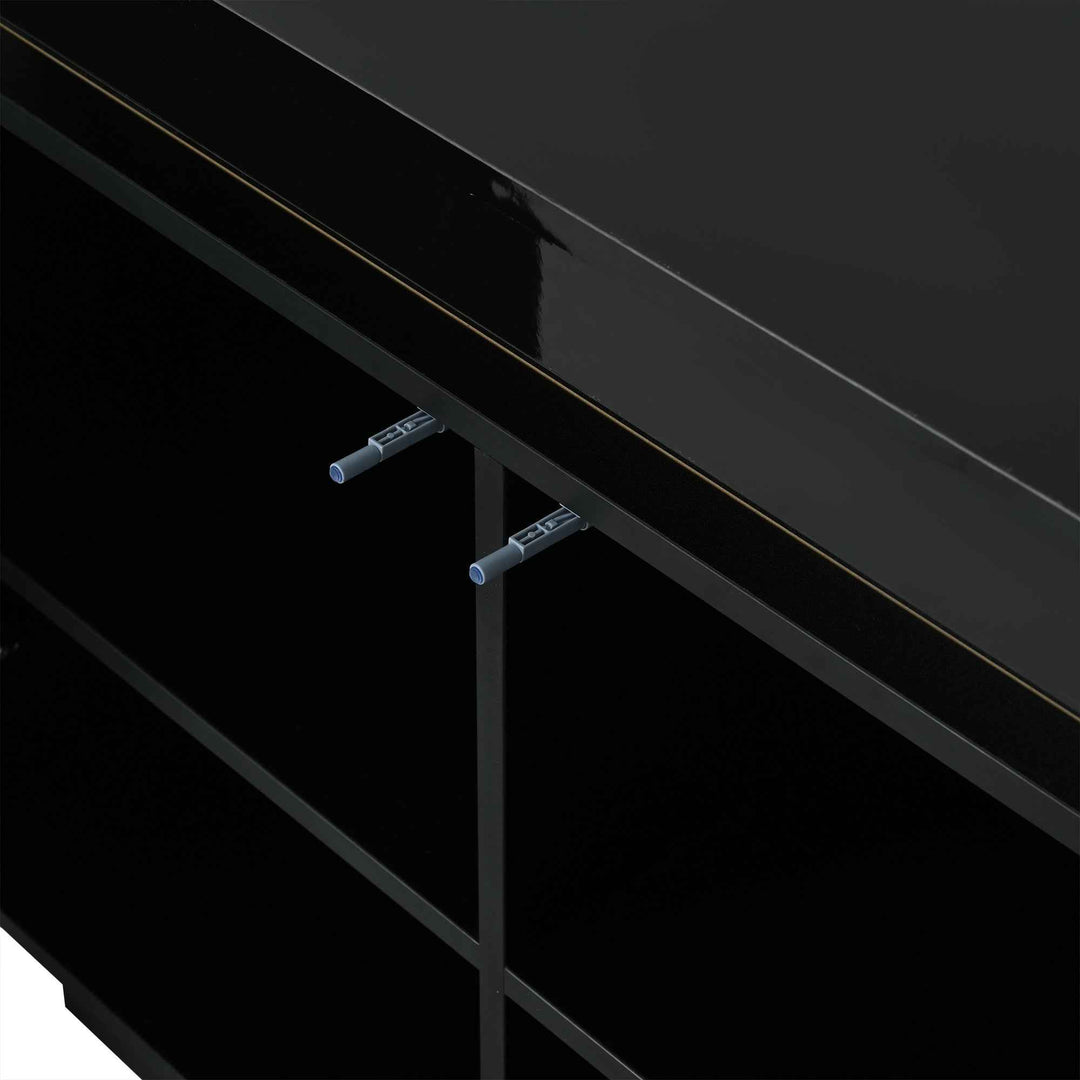 Black high gloss sideboard with LED lights with 2 doors & 3 drawers INFINITECLARITYY