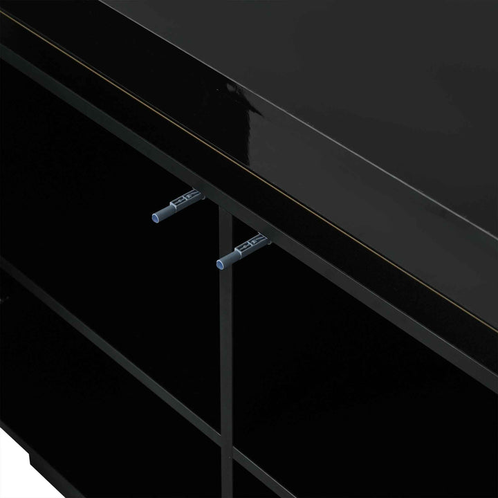 Black high gloss sideboard with LED lights with 2 doors & 3 drawers INFINITECLARITYY