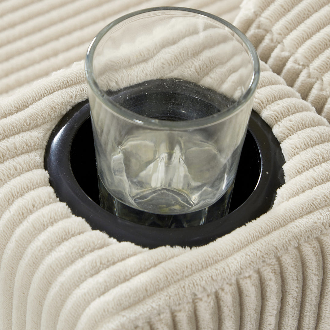 Beige corduroy 3-seater sofa bed trundle bed with storage and USB ports SPELEOTHEM UK