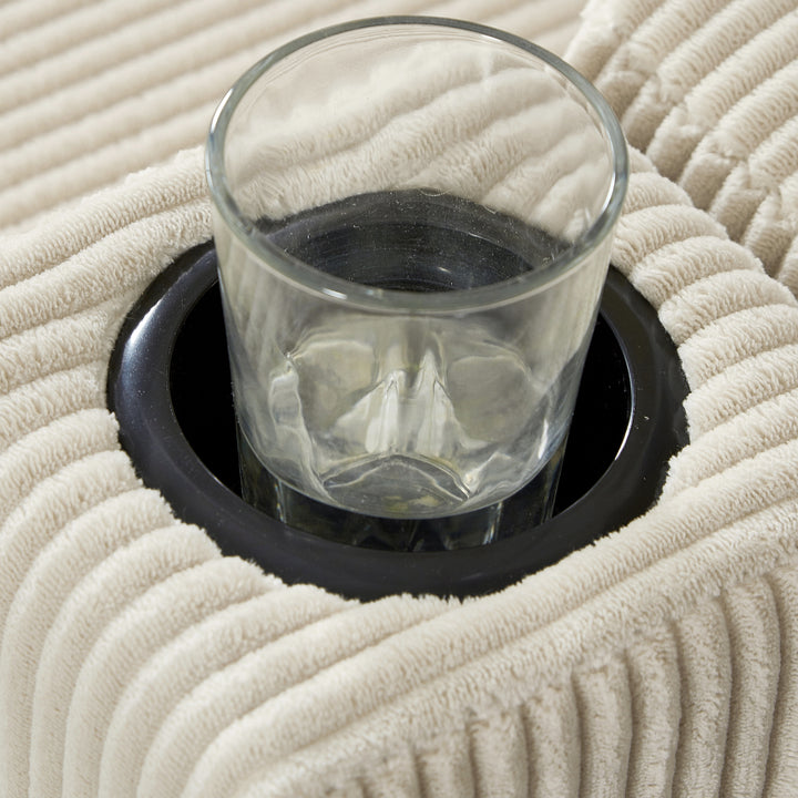 Beige corduroy 3-seater sofa bed trundle bed with storage and USB ports SPELEOTHEM UK