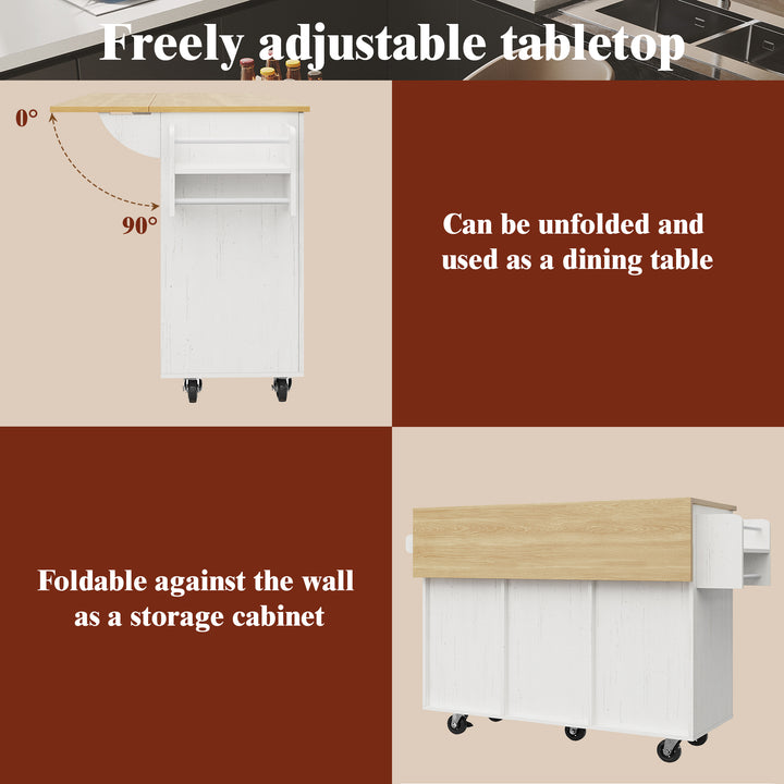 White modern foldable kitchen island trolleys BOG