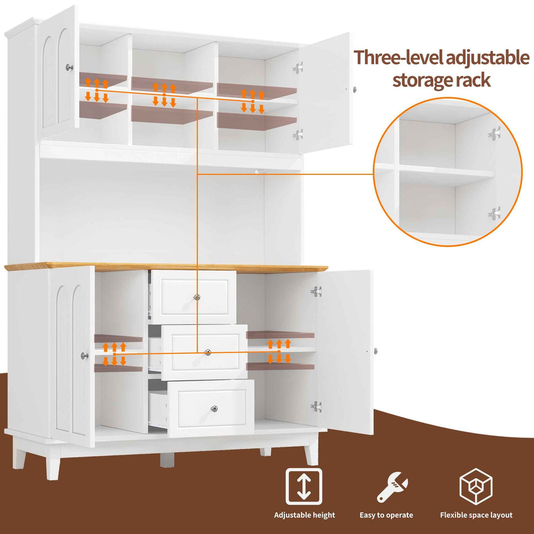 White tall kitchen hutch with LED lights INFINITECLARR