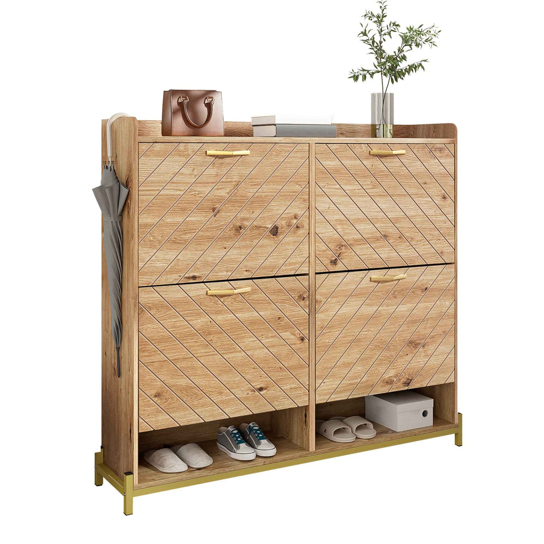 00+Shoe Cabinet Wood Look With 4-Door, Space-Saving for Hallway, Entrance COUNTRY DESK