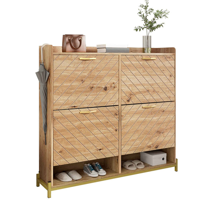 00+Shoe Cabinet Wood Look With 4-Door, Space-Saving for Hallway, Entrance COUNTRY DESK