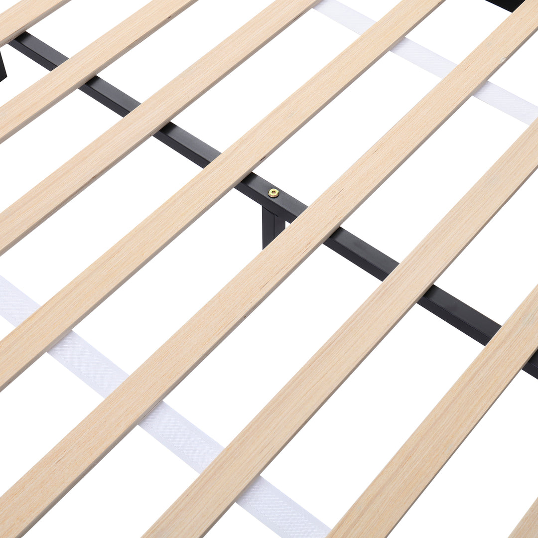 Grey PU upholstered double bed with charging port, 2 bedside lamps 135×190cm PASTUREBEARD