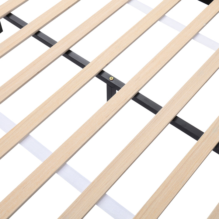 Grey PU upholstered double bed with charging port, 2 bedside lamps 135×190cm PASTUREBEARD