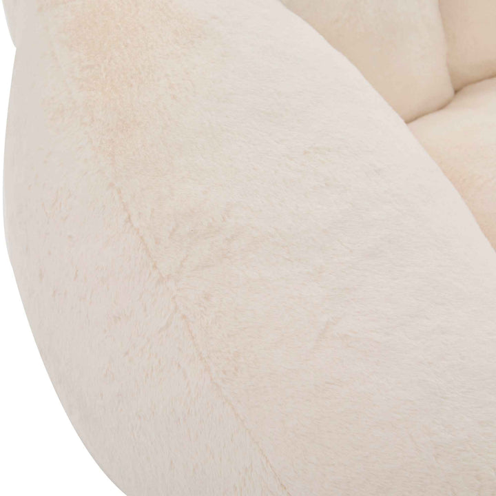 Lazy chair shell shaped sofa beige faux fur, memory foam bean bag chair removable cover