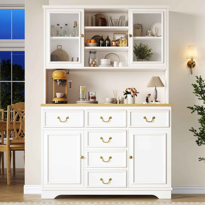 Tall white kitchen cabinet with LED lighting, USB ports & sockets 118x39.5x180cm