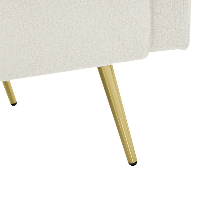Ivory white sherpa 3-seater clic-clac sofa bed, adjustable backrest & side pocket ALDEN WHITE UK