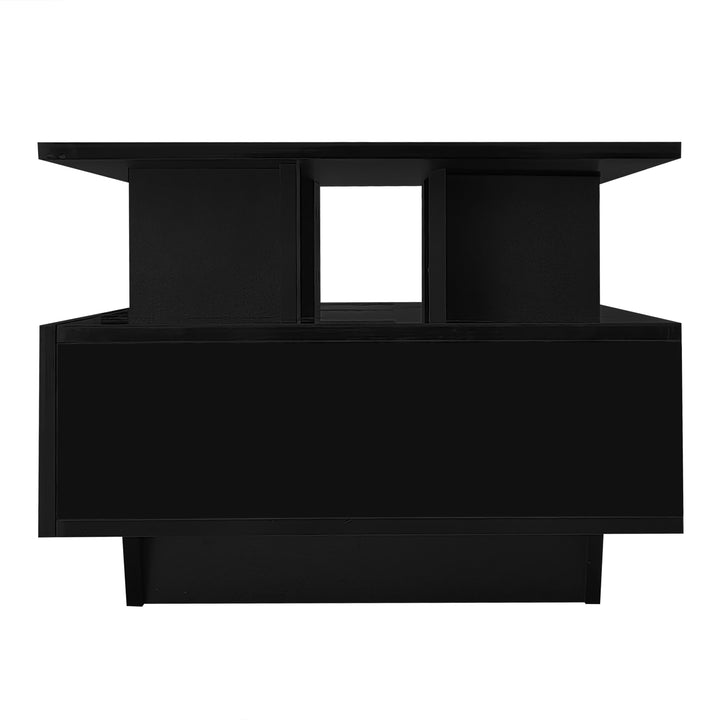 Black high-gloss coffee table 2 drawers with LED lighting ATOMSWALE