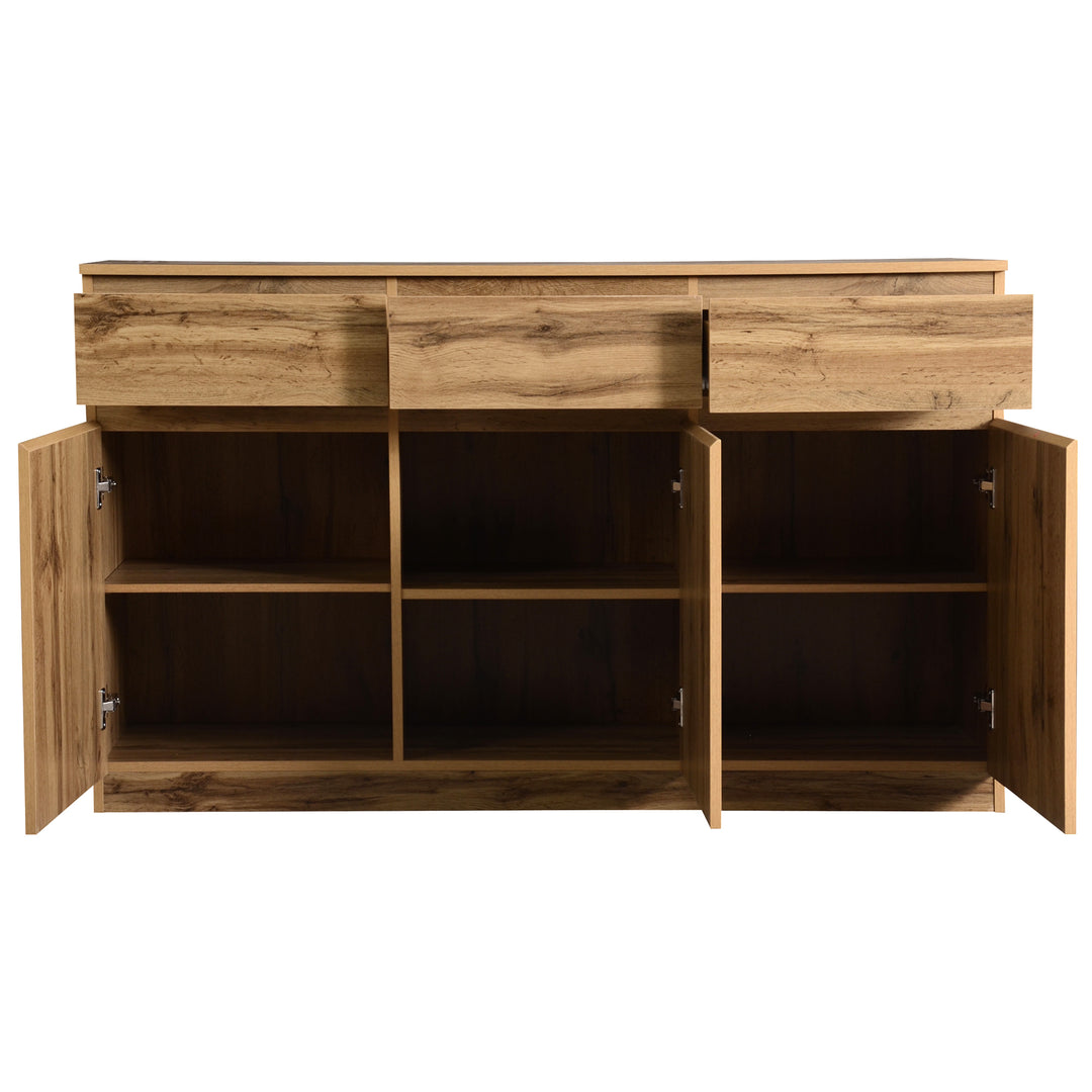 Oak Sideboard with 3 Drawers & 3 Doors 135cm WOODTRUNK