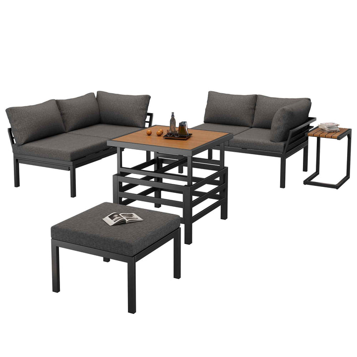 Outdoor patio furniture set, 2 double sofas, ottoman, lift-top coffee table FLAREQUASARX