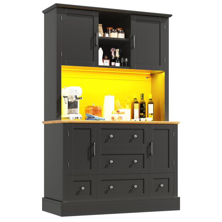 Black kitchen cabinet hutch with music-sync LED lighting HALITECUBE