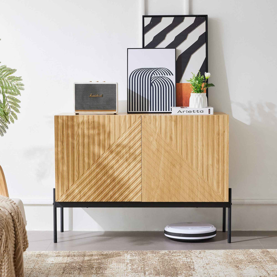 00+Sideboard Cabinet With 2 Doors and Adjustable Shelves for Living Room COMPACTTABLE