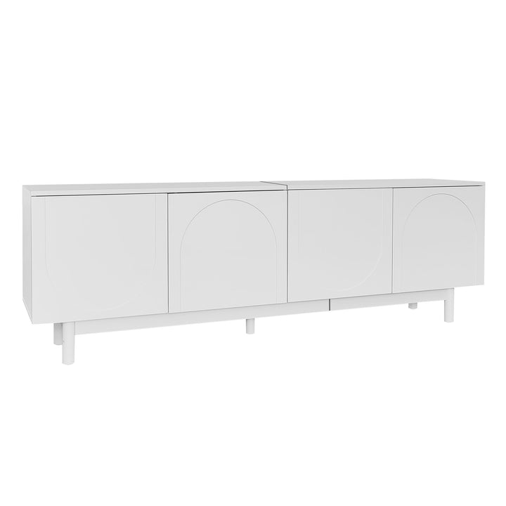Modern white TV cabinet with 4 push-to-open storage doors RCEPTOR