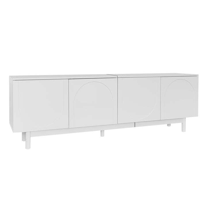 Modern white TV cabinet with 4 push-to-open storage doors RCEPTOR