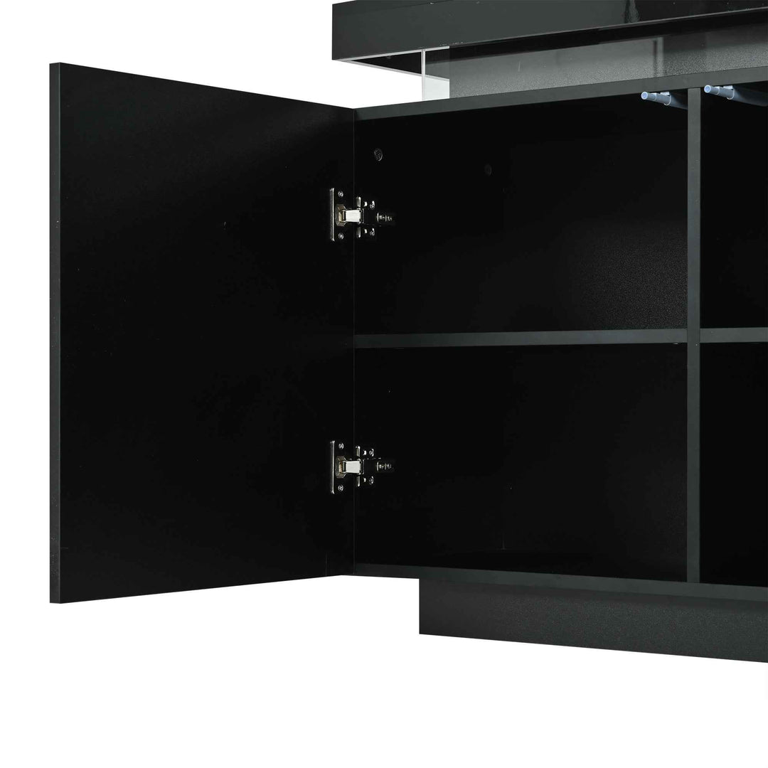 Black high gloss sideboard with LED lights with 2 doors & 3 drawers INFINITECLARITYY