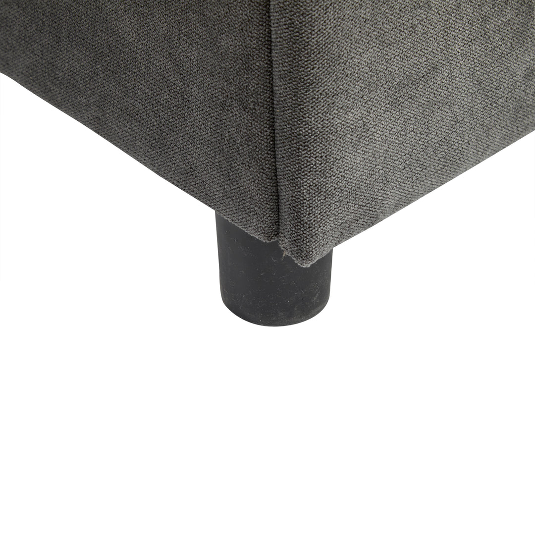 Grey L-shaped corner sofa bed, side shelf with integrated USB and storage VOLATILGAS