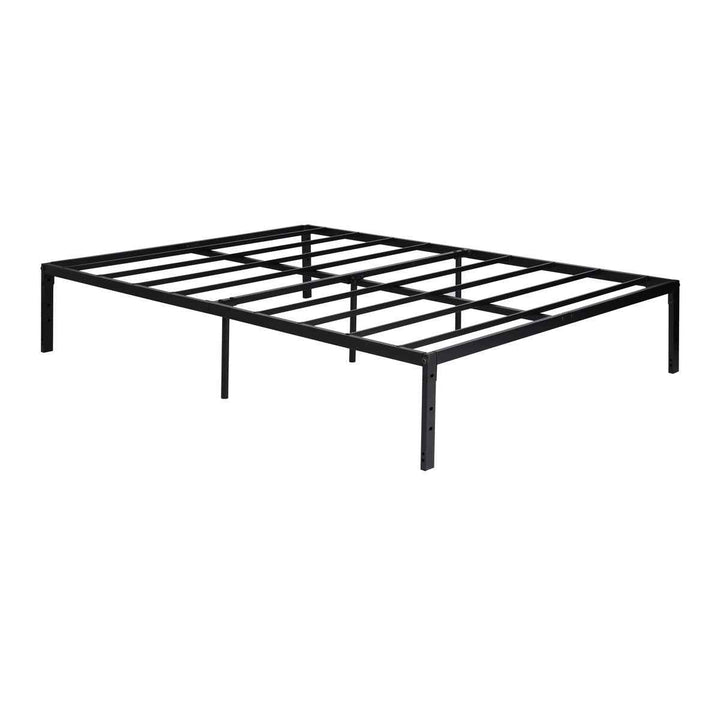 Full Size Metal Bed Frame Black 190x140cm – Foldable Platform Base, Space Saving KIELA FULL