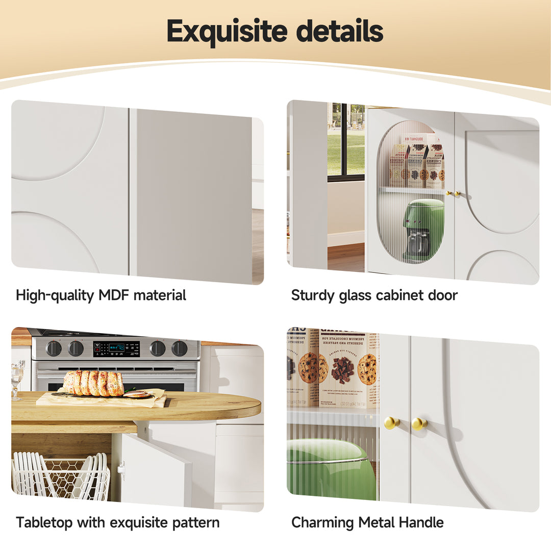 360° rotating bar table with storage space, kitchen island, two doors with shelves (body 138 x 39 x 105 cm) PYRAMID