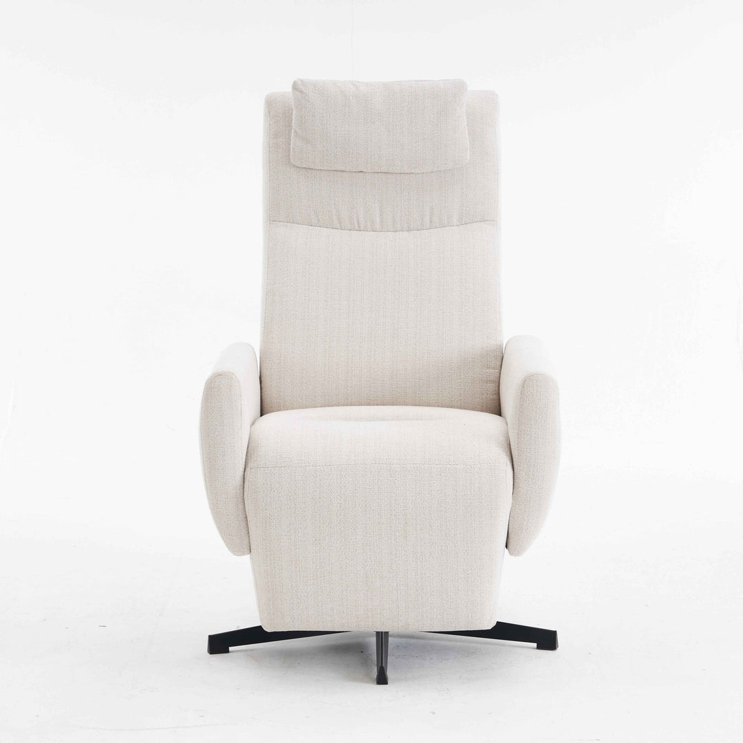 00+Recliner Chair Chenille Fabric Upholstered, Beige, Pillow Padded Seat & Footrest, Living Room Comfort NOVATHAL