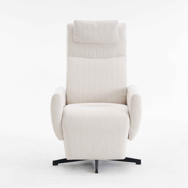 00+Recliner Chair Chenille Fabric Upholstered, Beige, Pillow Padded Seat & Footrest, Living Room Comfort NOVATHAL
