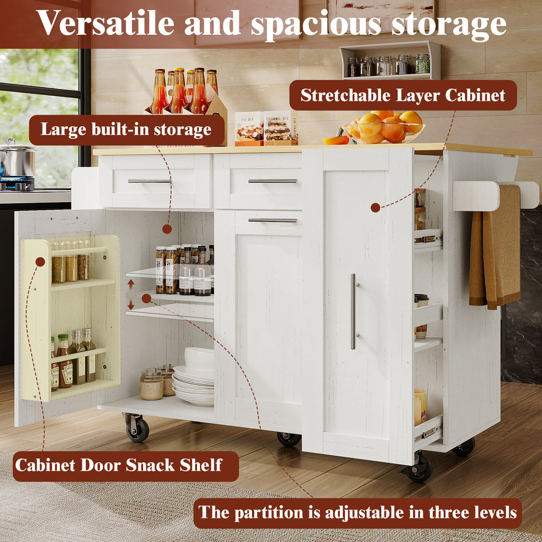 White modern foldable kitchen island trolleys BOG