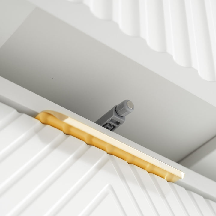 White sideboard dresser with 6 drawers and colored glass golden handles VIGZUN UK