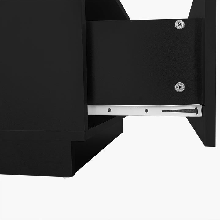 Black glass LED lighting coffee table with storage 100×50×35.5cm ALGORITH