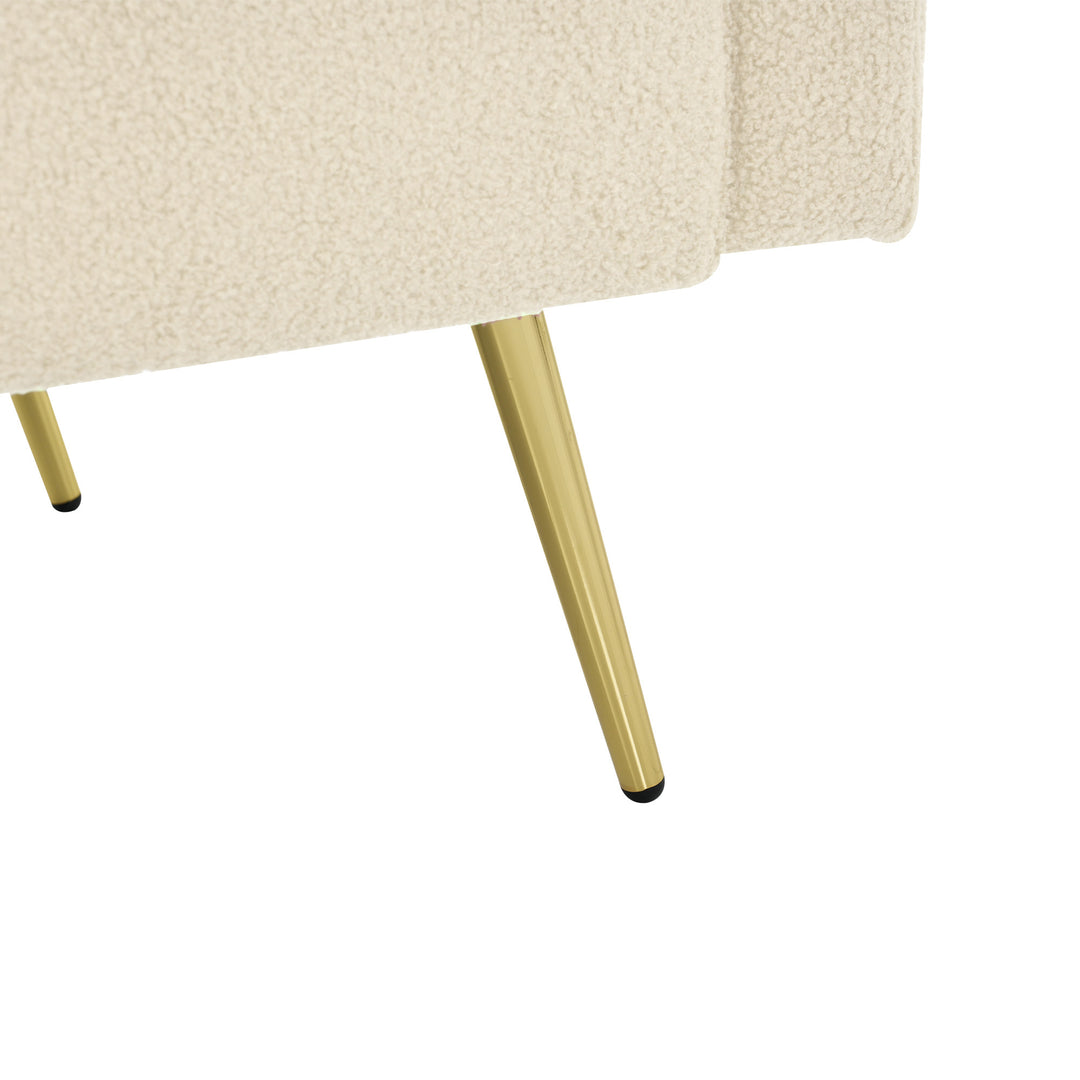 Beige sherpa 3-seater clic-clac sofa bed, adjustable backrest & side pocket ALDEN BEIGE UK