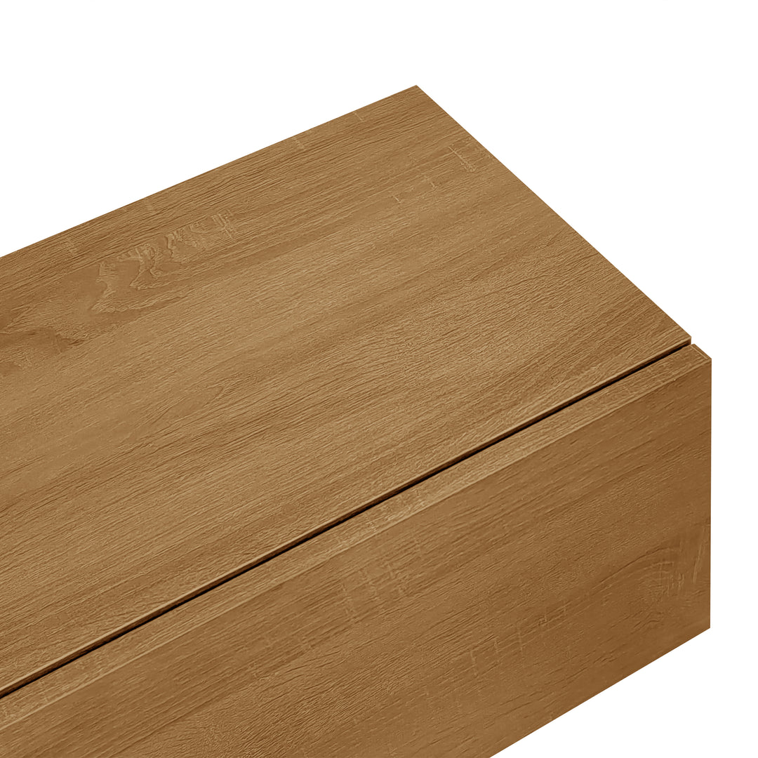 Black wooden finish TV cabinet with glass shelves and LED lighting KNEEJOINT