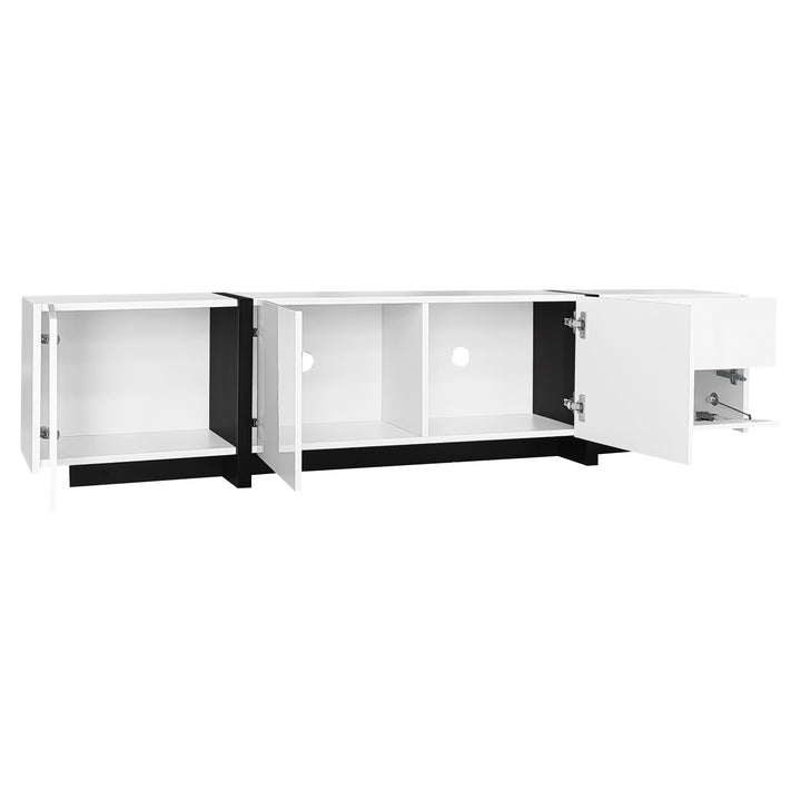 High gloss black &amp; white TV cabinet with LED and versatile storage BLADE