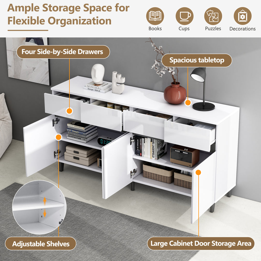 Modern high gloss white sideboard buffet 4 doors 160*40cm SPICEROUT