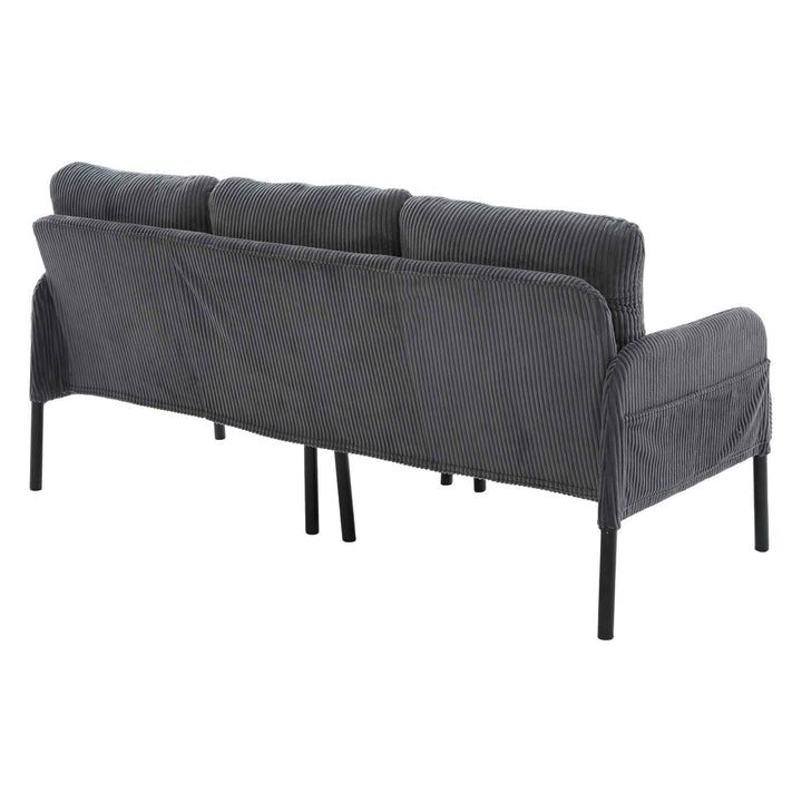 00+Oversized Loveseat Sofa, Corduroy Upholstered Double-Seater, Charcoal Grey for Living Room NOVALA