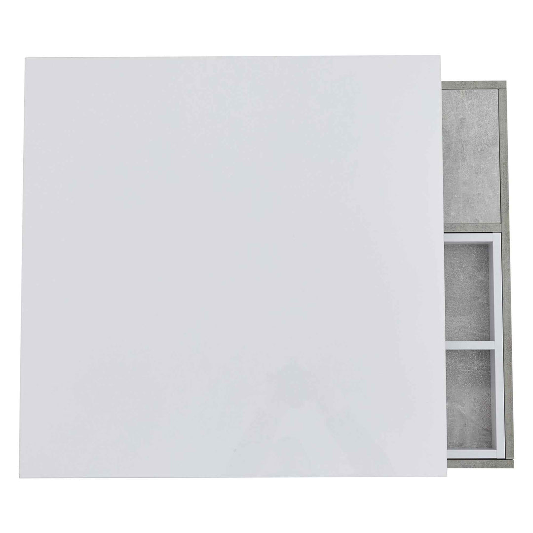 Rotating 360° white high-gloss coffee table marble-patterned, double-layer storage FLARENEXUSA