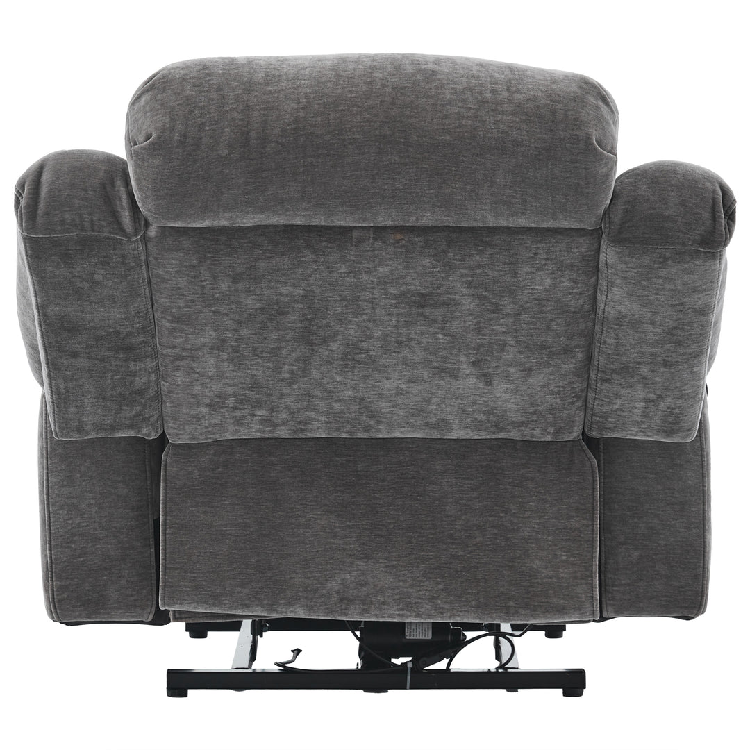 Electric lift up fabric grey large recliner with massage and heat MAGNETICFLUX