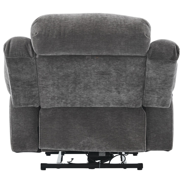 Electric lift up fabric grey large recliner with massage and heat MAGNETICFLUX