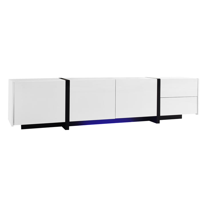 High gloss black &amp; white TV cabinet with LED and versatile storage BLADE